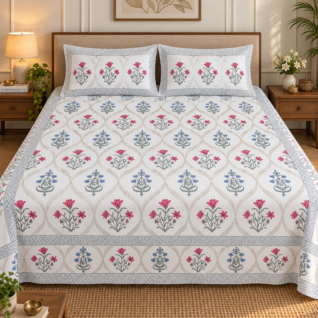 Double Bed Cotton KIng Size Bedsheet 7*9 ft
