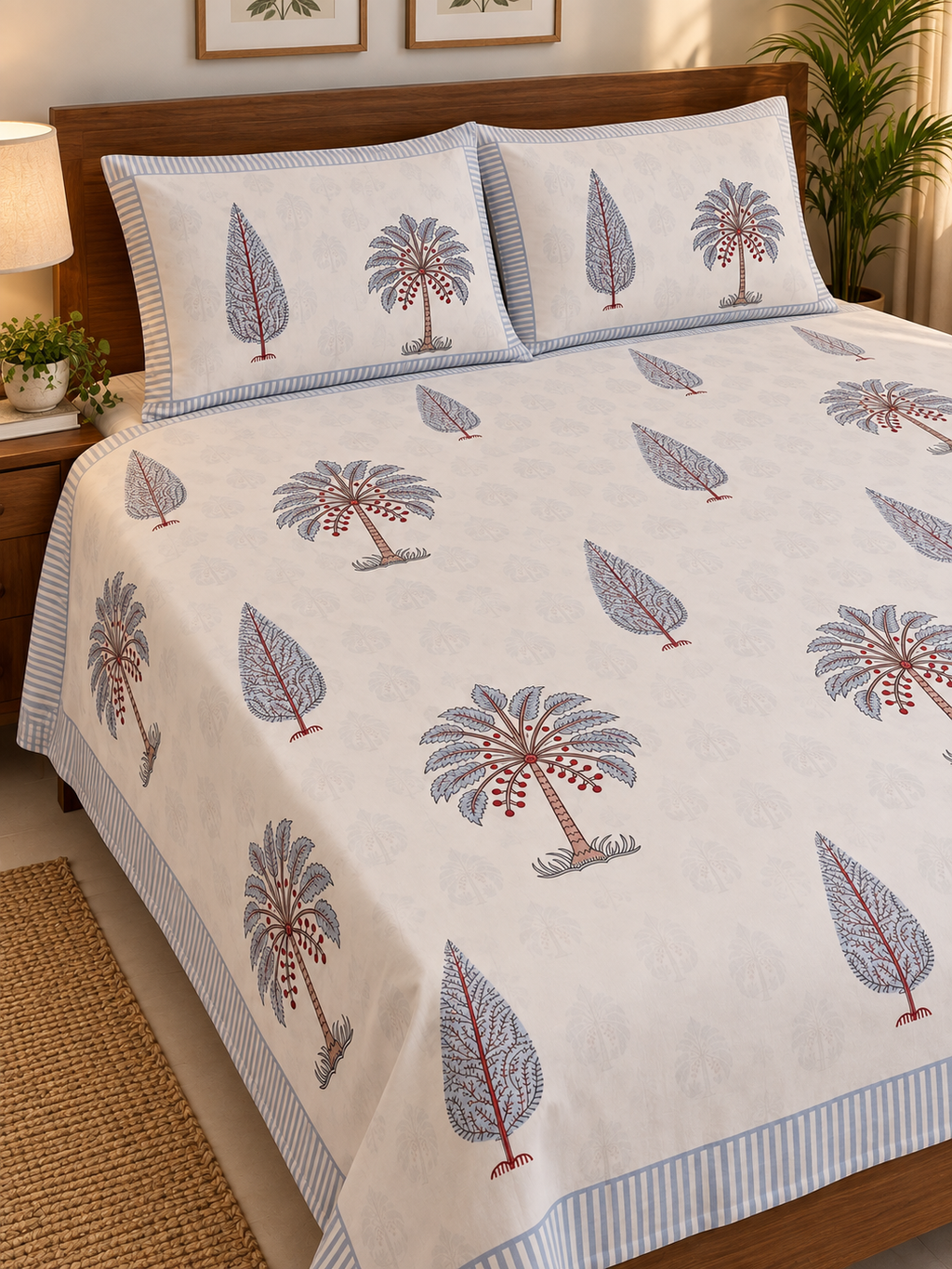 Double Bed King Size Pure Cotton Bedsheet 7*9 ft