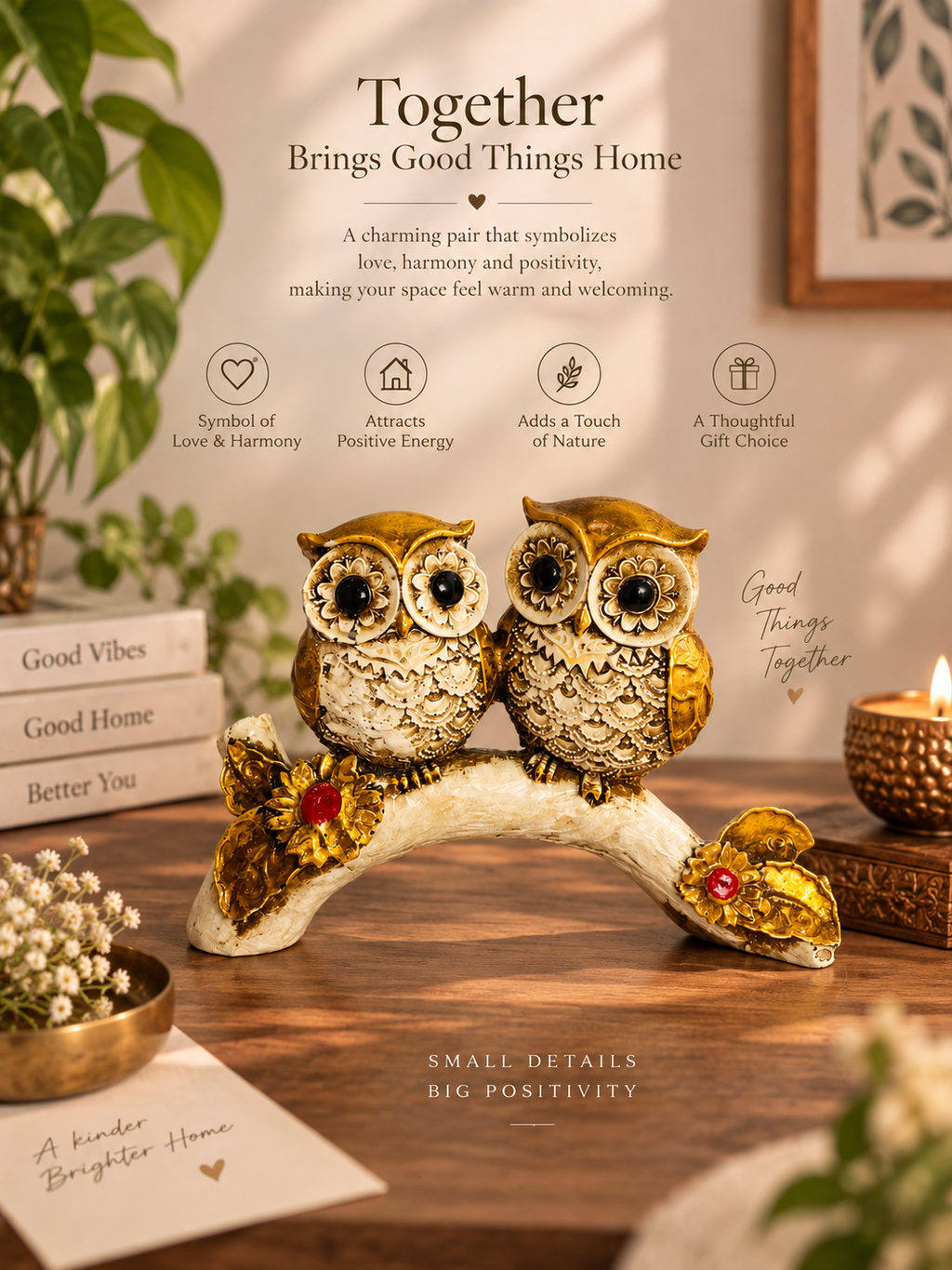 Resin Owl Piar On Tree