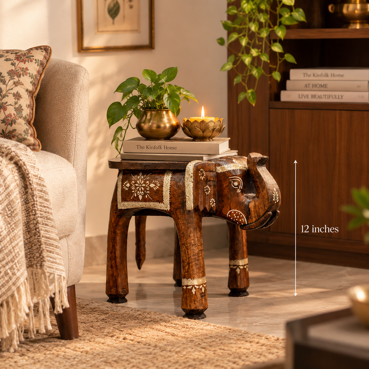 Elephant Table Dark Brown 12'Inch
