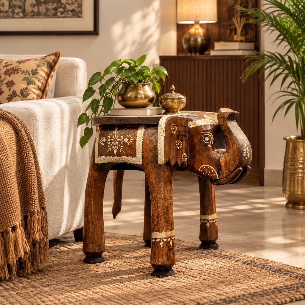 Elephant Table Dark Brown 12'Inch