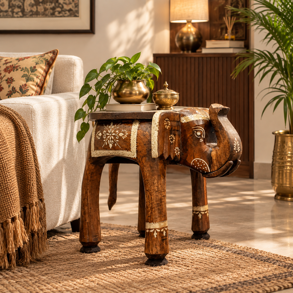 Elephant Table Dark Brown 12'Inch