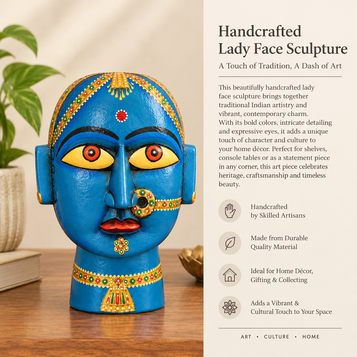 Lady Face Table Decor 8 Inch