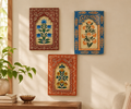 Wooden Handpainted Frames Set of 3 Antique