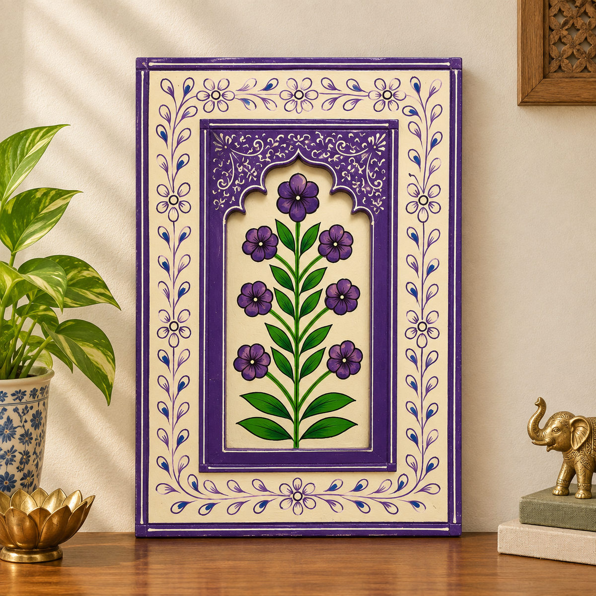 Wooden Floral Handpainted Frames Set of 6