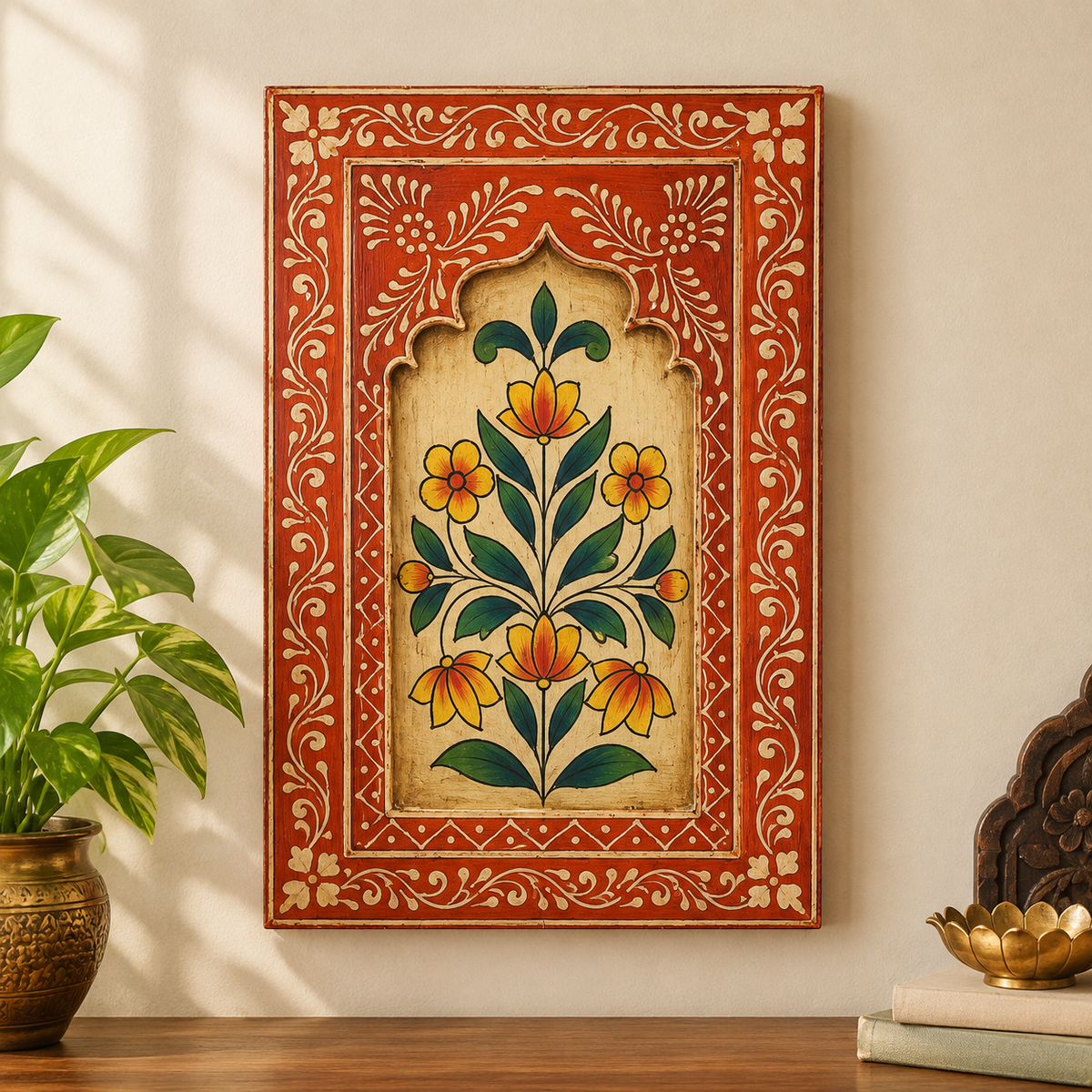 Wooden Handpainted Frame Antique