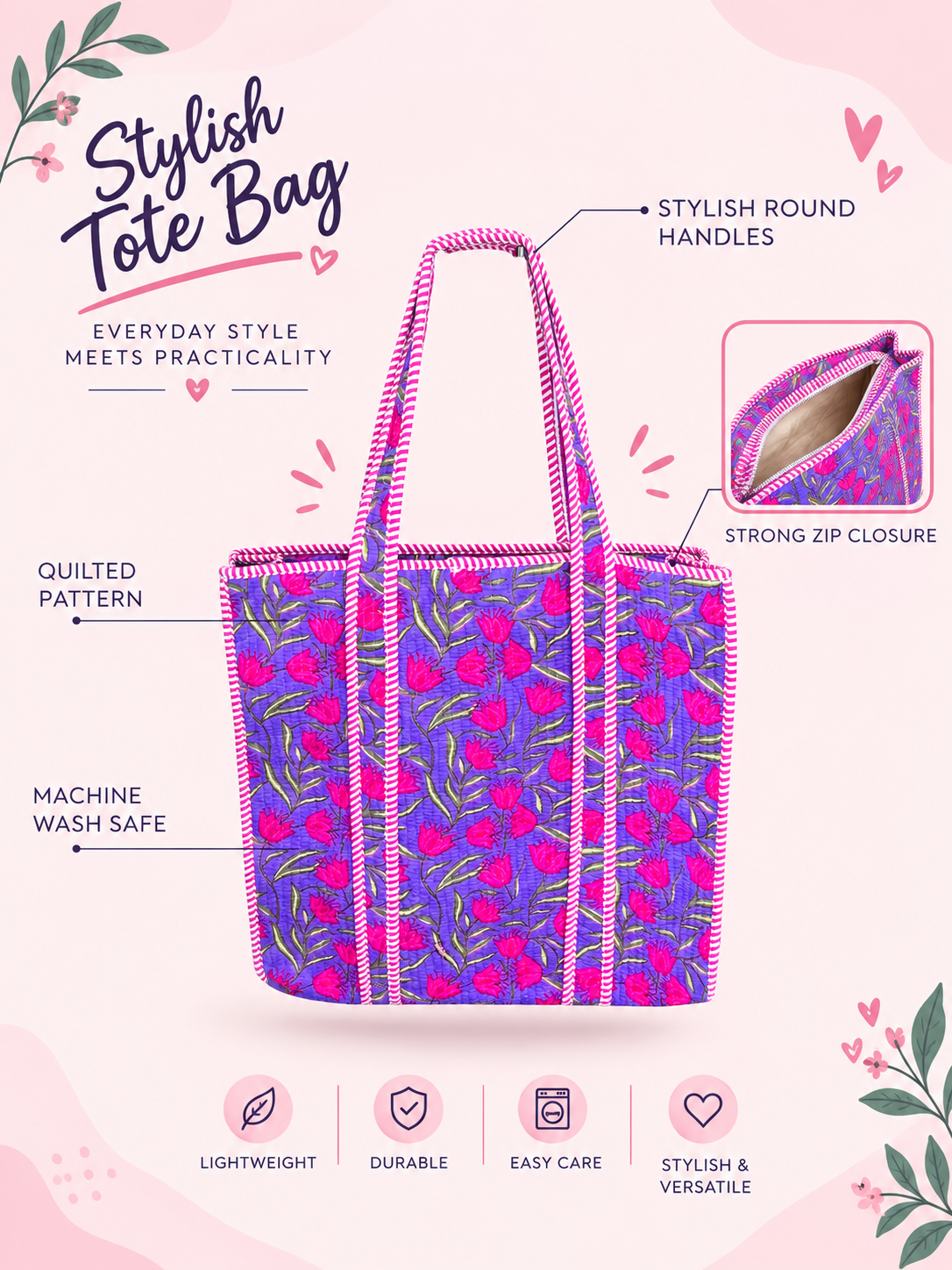 Tote Bag With Zip