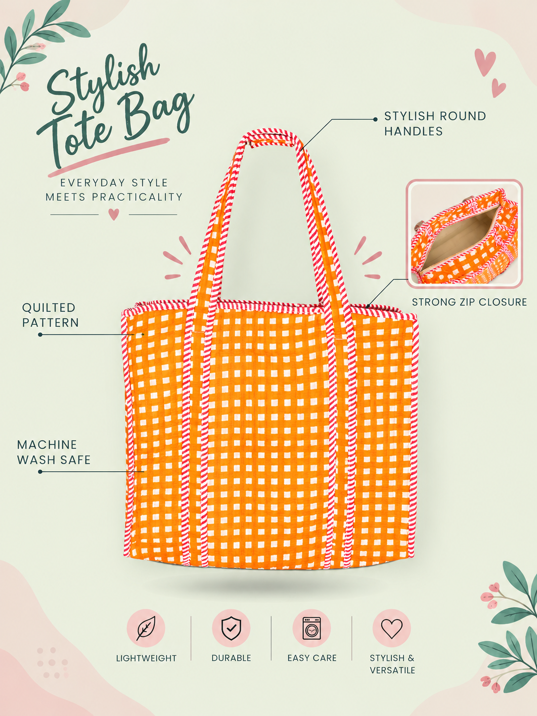 Tote Bag With Zip