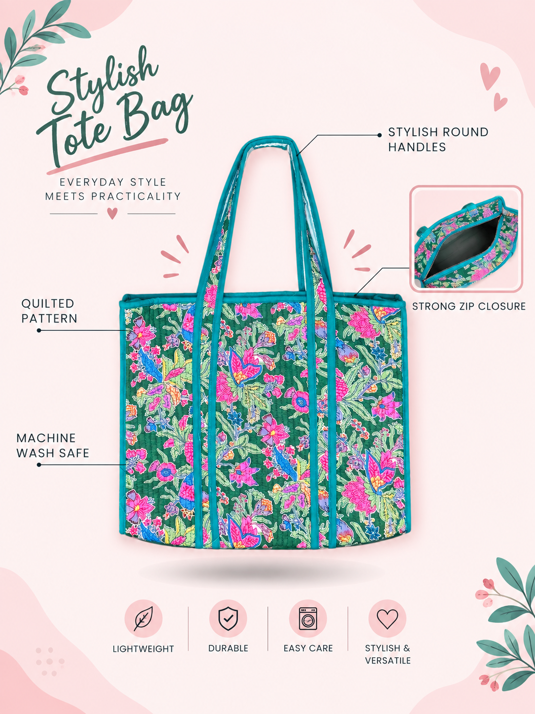 Tote Bag With Zip