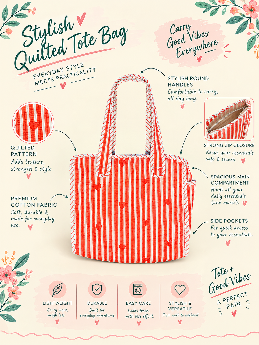 Tote Bag Small 8 Inch With Zip
