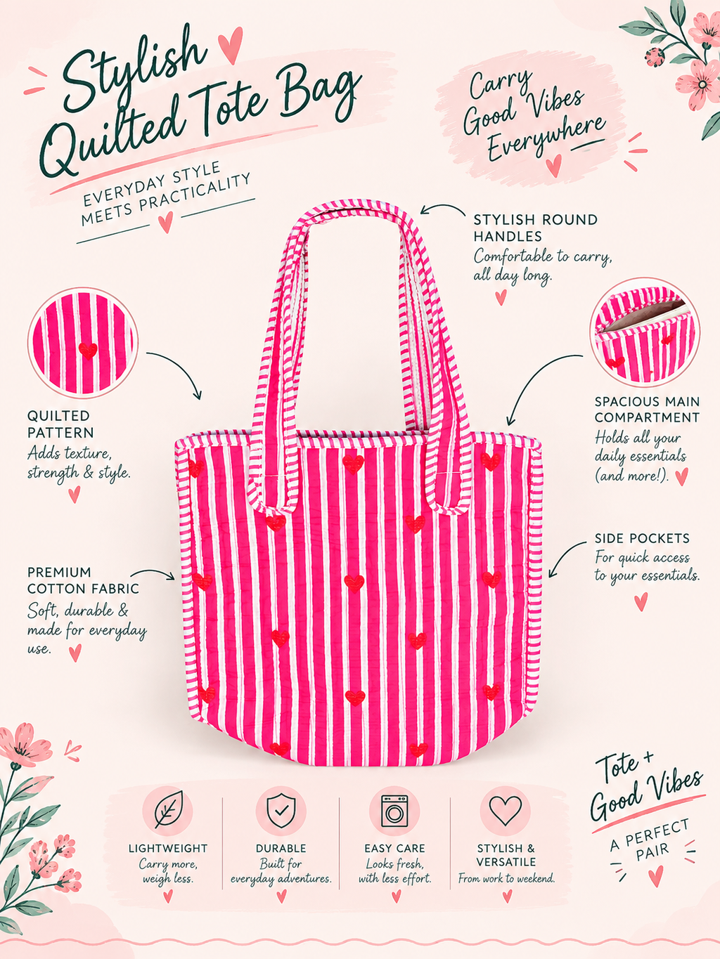 Tote Bag Small 8 Inch With ZIp