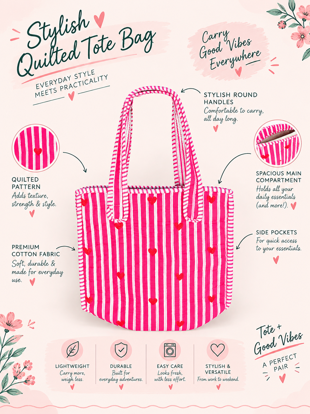 Tote Bag Small 8 Inch With ZIp