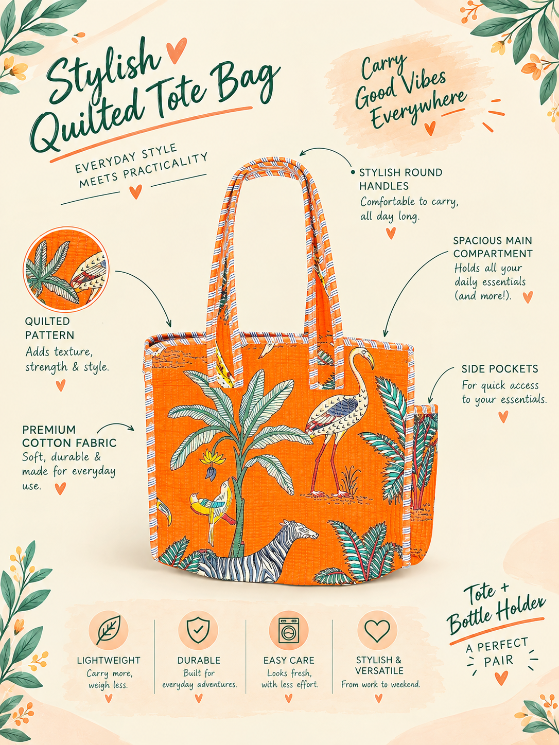 Tote Bag Small 8 Inch With Zip